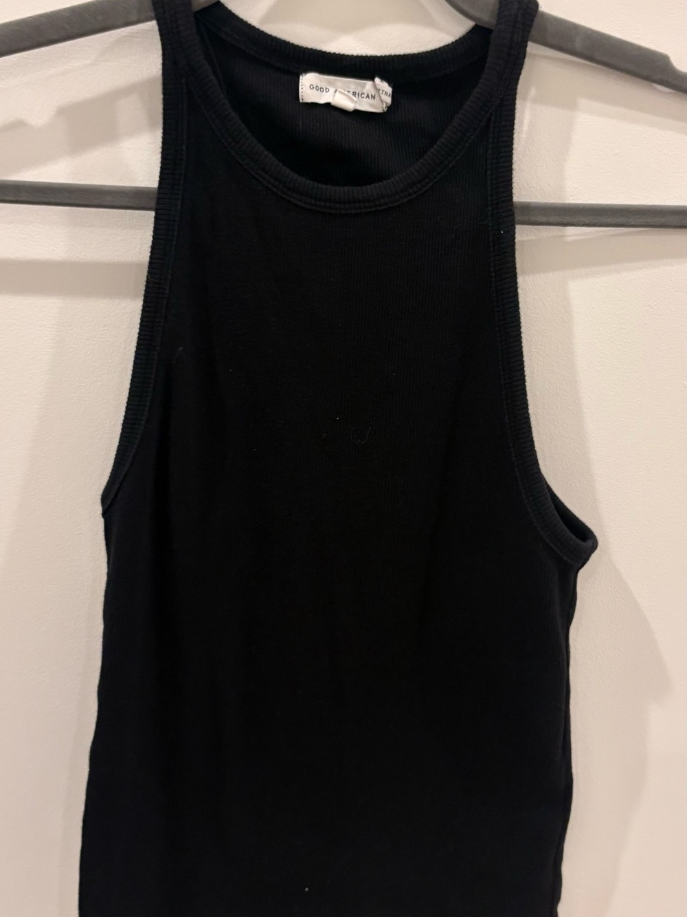 Good American Black Ribbed High-Neck Tank
